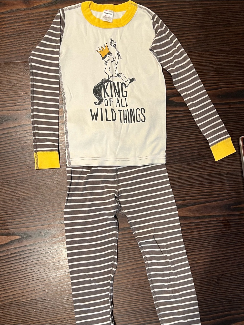Hanna Andersson Long Sleeve 'King of All Wild Things' Pjs - White, Gray & Yellow